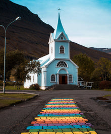 Blaue Kirche Regenbogenweg Diamond Painting