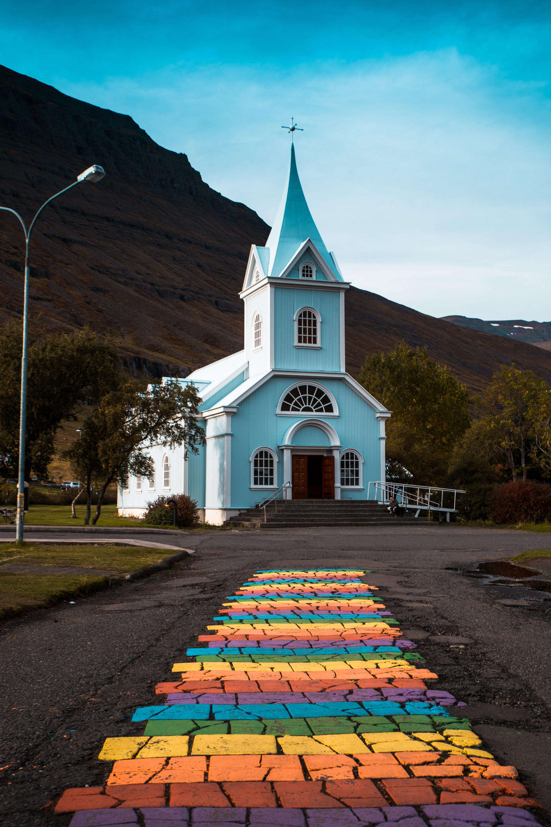 Blaue Kirche Regenbogenweg Diamond Painting