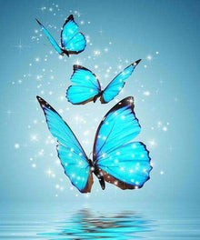 Blaue Schmetterlinge Wasser Diamond Painting