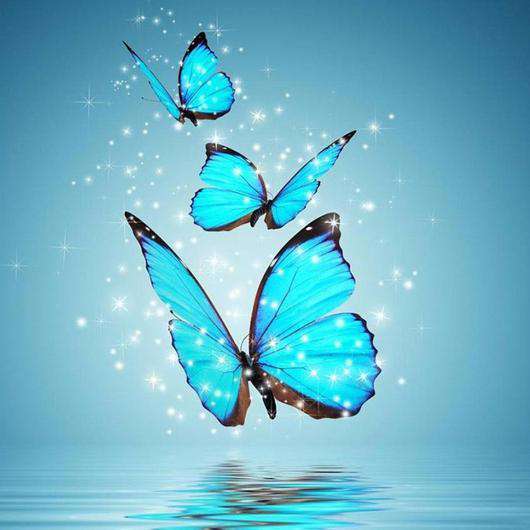 Blaue Schmetterlinge Wasser Diamond Painting