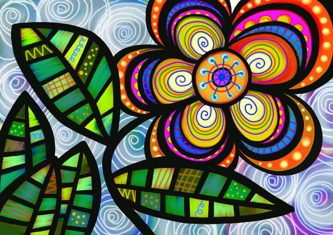 Bunte Blumen Zeichnung Diamond Painting