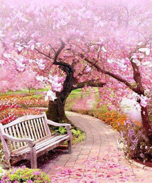 Rosa Blütenpark Diamond Painting