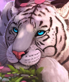 Weißer Tiger mit blauen Augen - Diamond Painting Tiger Motiv
