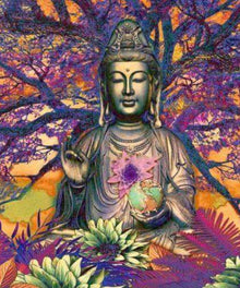 Buddha unter orangefarbenem Baum Diamond Painting