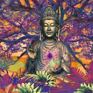 Buddha unter orangefarbenem Baum Diamond Painting