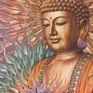 Buddha Statue mit Blume Diamond Painting