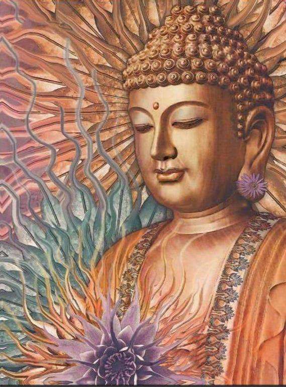 Buddha Statue mit Blume Diamond Painting