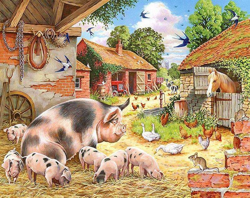 Bauernhoftiere zusammen Diamond Painting