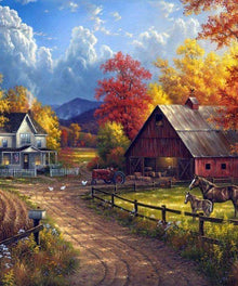 Bauernhof im Herbst Diamond Painting
