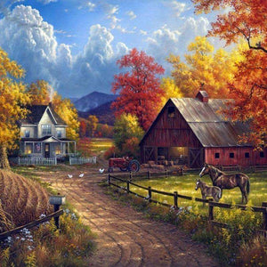 Bauernhof im Herbst Diamond Painting