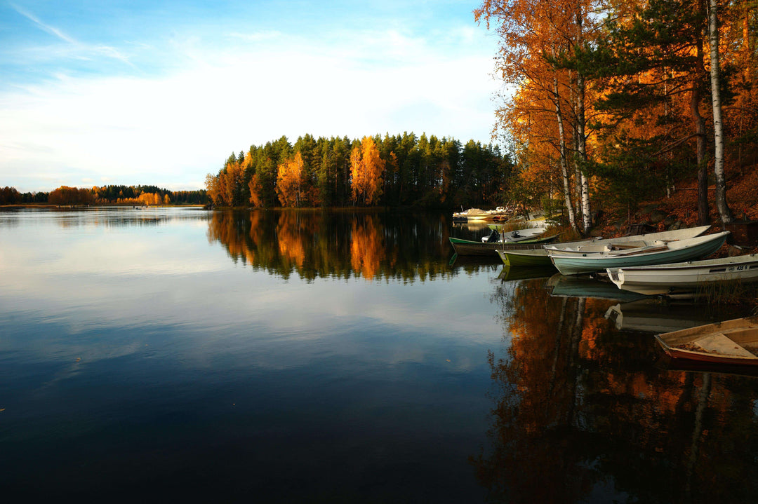 Boote auf dem See Herbst Diamond Painting
