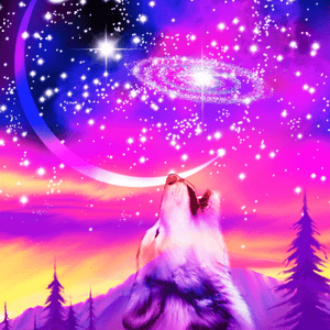 Heulender Wolf im Universum Diamond Painting