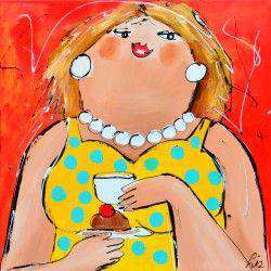 Dame mit Perlen Diamond Painting Motiv