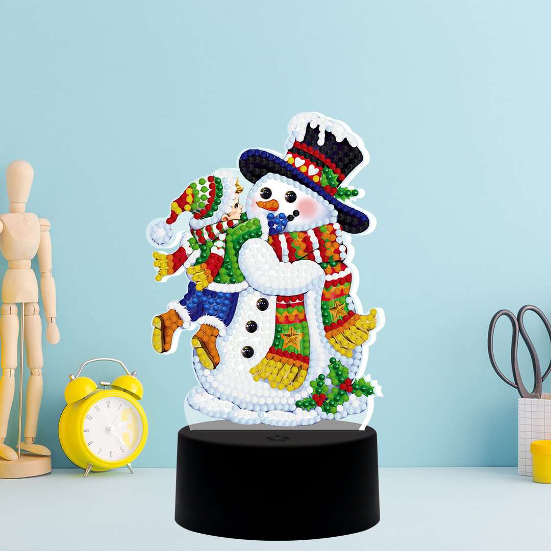 DP Lampe Schneemann Kind Diamond Painting Leuchte