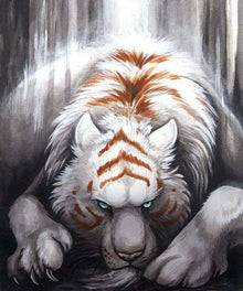 Ruhender weißer Tiger - Diamond Painting Tiermotiv