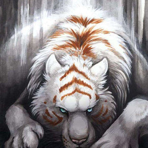 Ruhender weißer Tiger - Diamond Painting Tiermotiv