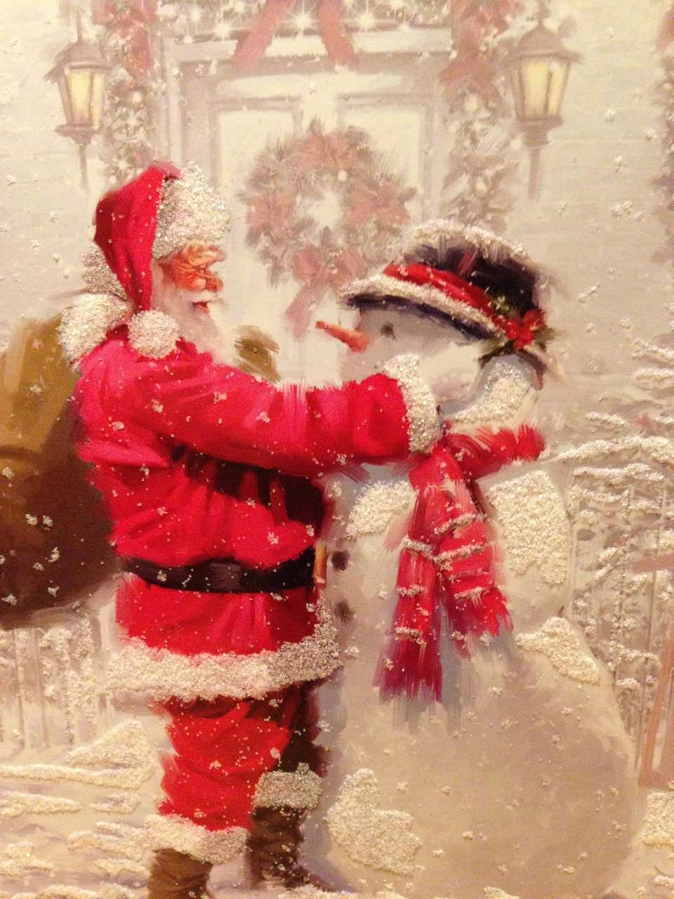 Weihnachtsmann und Schneemann Diamond Painting