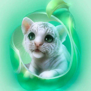 Weißes Kätzchen - Diamond Painting Katzenmotiv