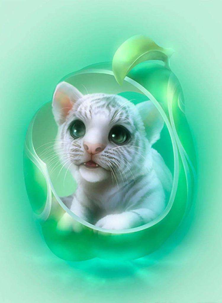Weißes Kätzchen - Diamond Painting Katzenmotiv