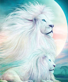 Mächtige weiße Löwen Diamond Painting