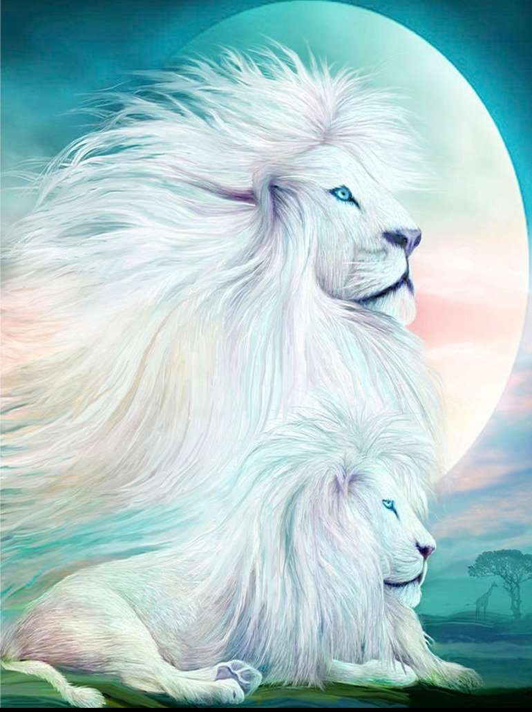 Mächtige weiße Löwen Diamond Painting