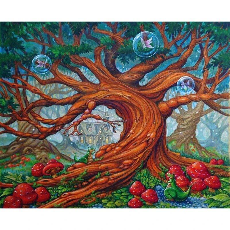 Zauberbaum Diamond Painting Fantasie Motiv