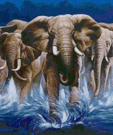 Elefanten im Wasser Diamond Painting