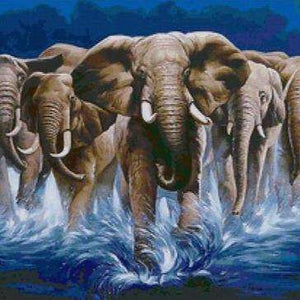 Elefanten im Wasser Diamond Painting