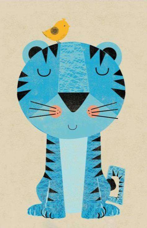 Blauer Tiger Diamond Painting Kinder Motiv