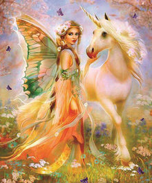 Fee mit Einhorn Diamond Painting Motiv