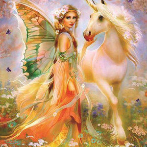Fee mit Einhorn Diamond Painting Motiv