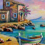 Alter Hafen am Meer Diamond Painting Motiv