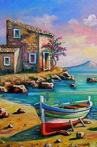Alter Hafen am Meer Diamond Painting Motiv