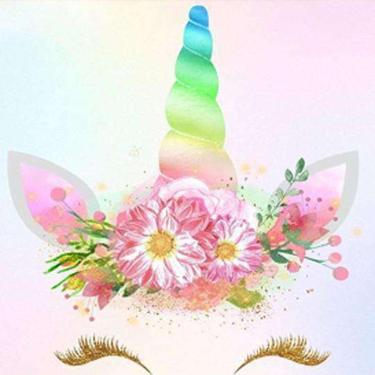 Einhorn Blumen Diamond Painting mit Blütenkranz