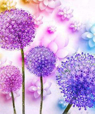 Lila Zierlauch Diamond Painting mit violetten Kugelblüten