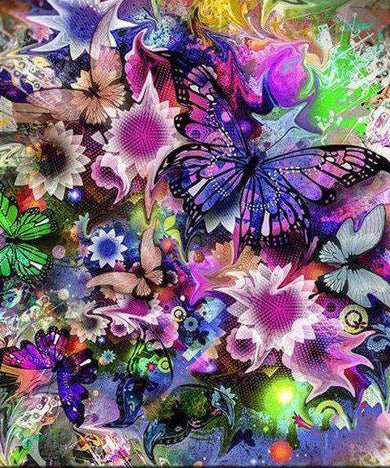 Farbige Schmetterlinge Diamond Painting mit Blüten