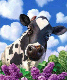 Kuh auf der Blumenwiese Diamond Painting