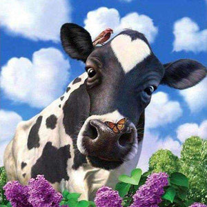Kuh auf der Blumenwiese Diamond Painting