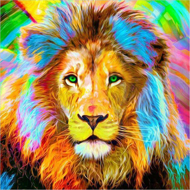 Bunter Löwe Tiermotiv Diamond Painting