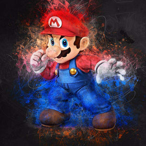 Super Mario Cartoonmotiv - Diamond Painting mit Actionpose