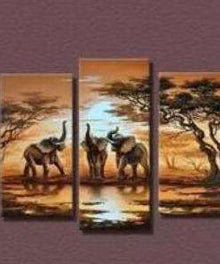 Elefanten bei Sonnenuntergang Diamond Painting