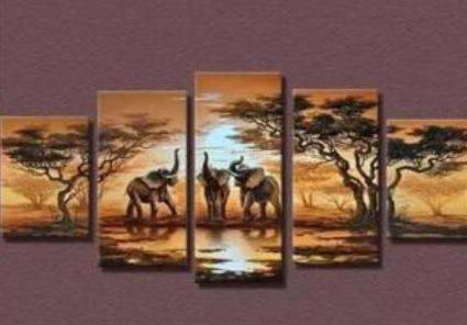 Elefanten bei Sonnenuntergang Diamond Painting