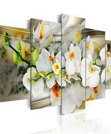 Weiße Orchidee - Diamond Painting 5-teiliges Panelbild