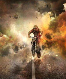 Motocross im Staub Diamond Painting Motiv