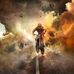 Motocross im Staub Diamond Painting Motiv