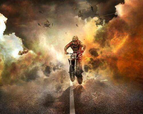 Motocross im Staub Diamond Painting Motiv