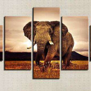 Elefant Pentaptychon Diamond Painting