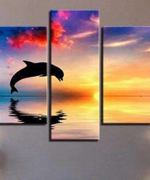 Delfin im Ozean Pentaptychon Diamond Painting