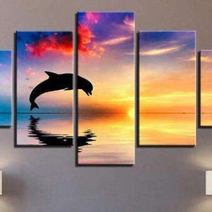 Delfin im Ozean Pentaptychon Diamond Painting