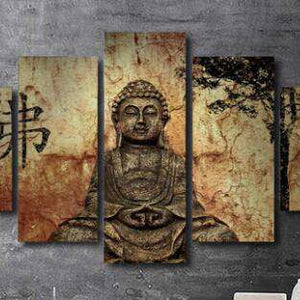 Buddha Schriftzeichen Pentaptychon Diamond Painting